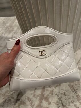 Chanel makeup bag white